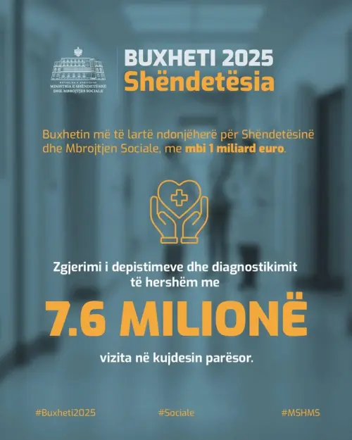 Buxheti 2025 për Ministrinë e Shëndetësisë , mbi 1 miliardë euro