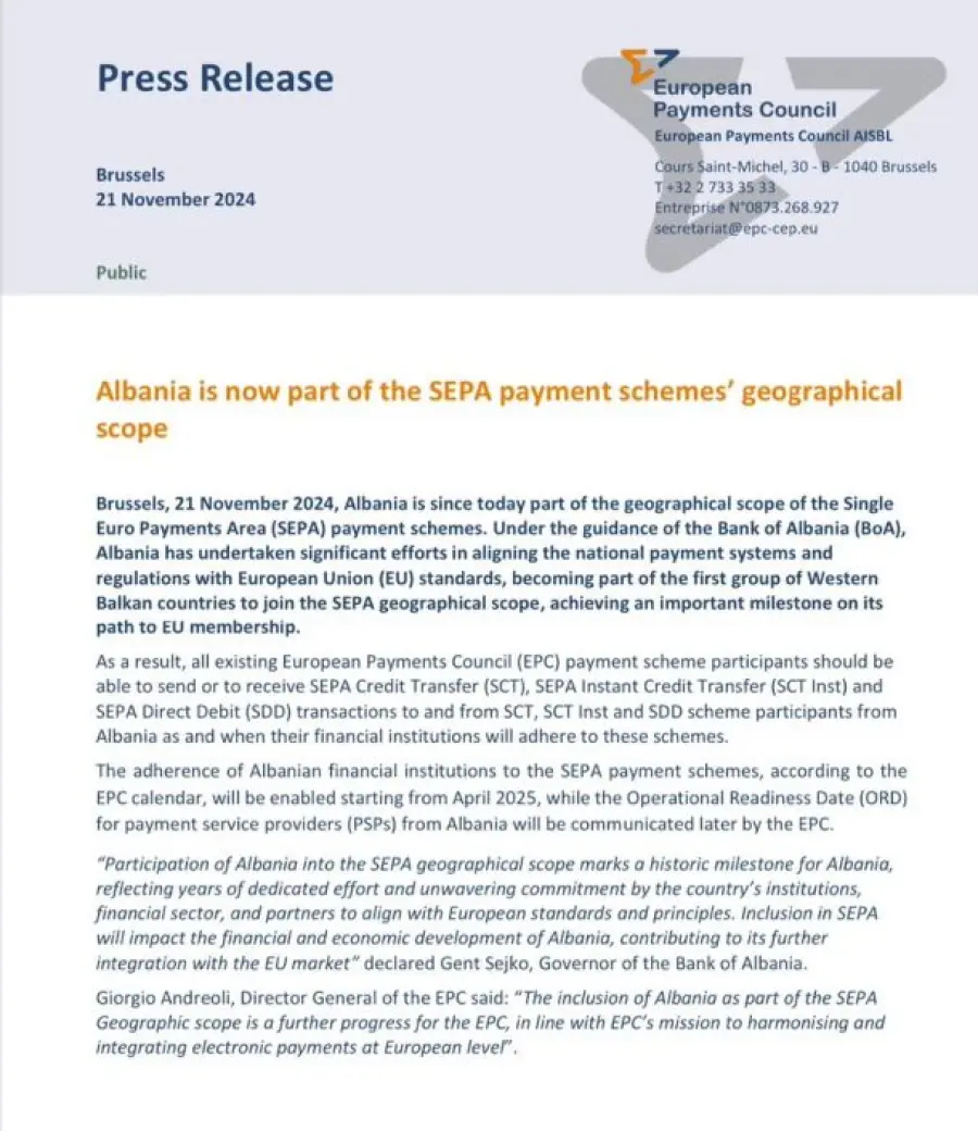 Shqipëria pjesë e SEPA , Rama : Një hap drejt rrugës në BE